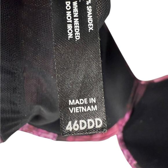Torrid Black and Pink Floral Bra with Adjustable Straps 46DDD - Picture 5 of 5